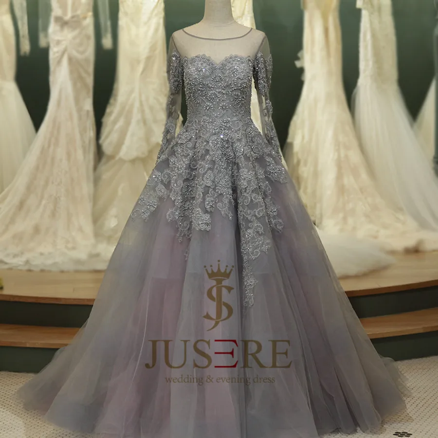 grey wedding gown