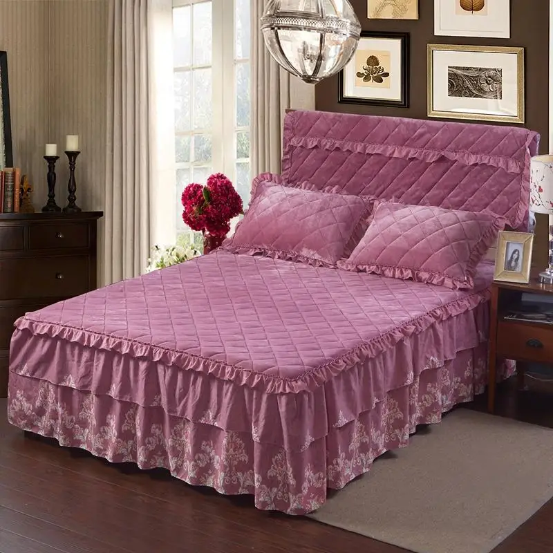 Fleeced Warm Bed Skirt Korean bedding set bedspread twin queen king