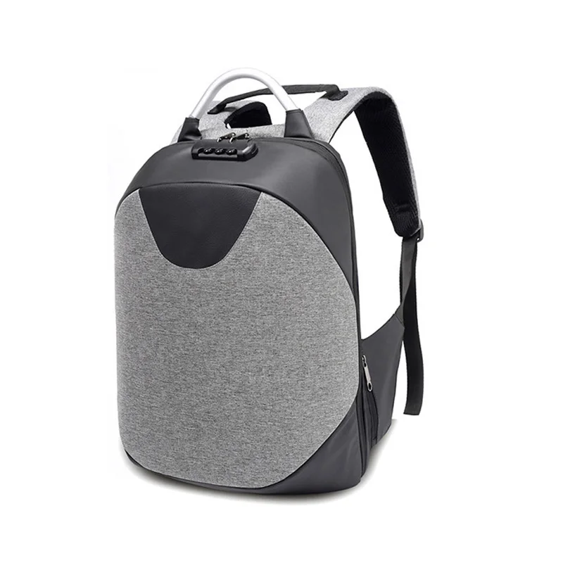 Мужской рюкзак, usb зарядка, деловой рюкзак, мужской замок, защита от кражи, большая холщовая дорожная сумка для ноутбука, школьная сумка для подростка - Цвет: Серый