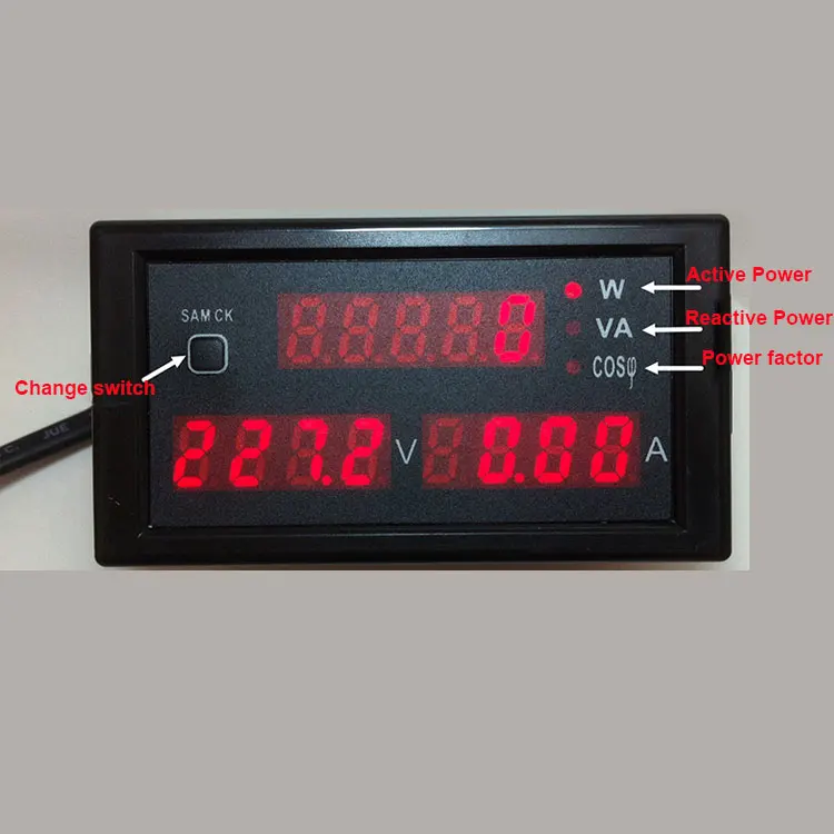 AC 200 450V 0 100A voltage amp power meter monitor with red led display