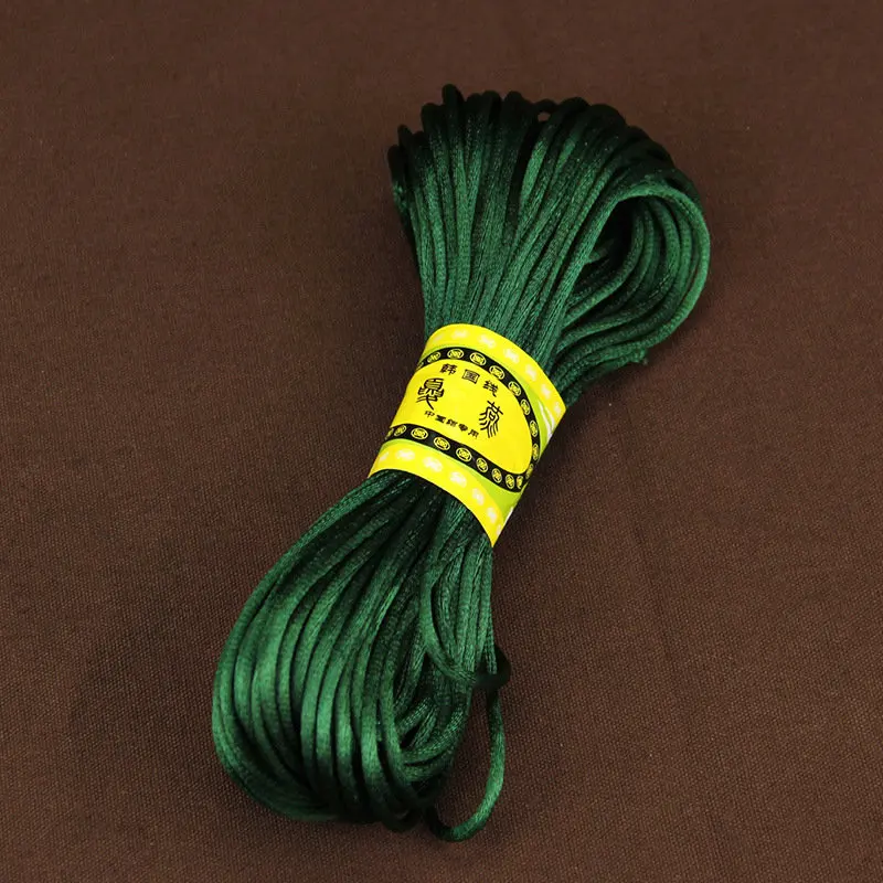 COMEOWN 20 ярдов 2 мм Мягкая атласная трещотка шелковый шнур макраме многоцветный китайский узел нейлоновая нить для DIY аксессуар для изготовления ювелирных изделий - Цвет: Dark Green