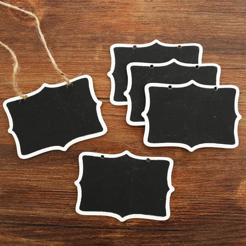 

5pcs Hanging Small Blackboard Double Side Mini Chalkboard Writing Notice Message Wooden Black Board Wedding Party Decoration