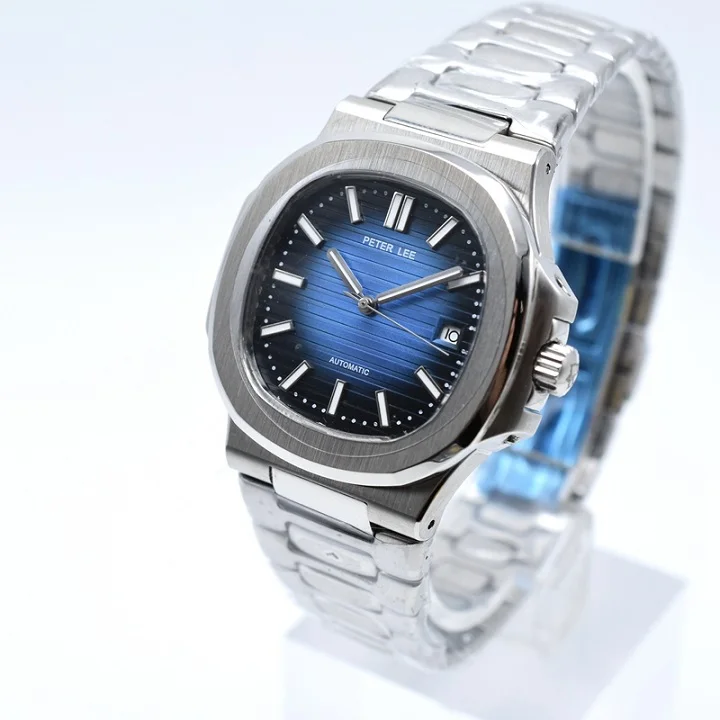Классические мужские часы PETER LEE, брендовые роскошные механические часы из нержавеющей стали, модные мужские часы, элегантные спортивные часы унисекс - Цвет: Небесно-голубой