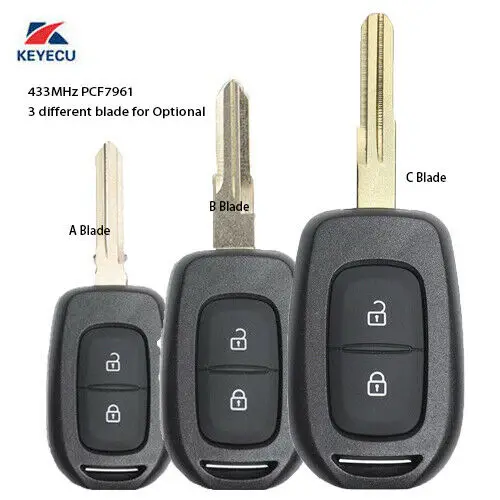 

KEYECU 2 Buttons Remote Car Key 433mhz With PCF7961M HITAG AES Chip for Renault Sandero Dacia Logan Lodgy Dokker Duster 2016