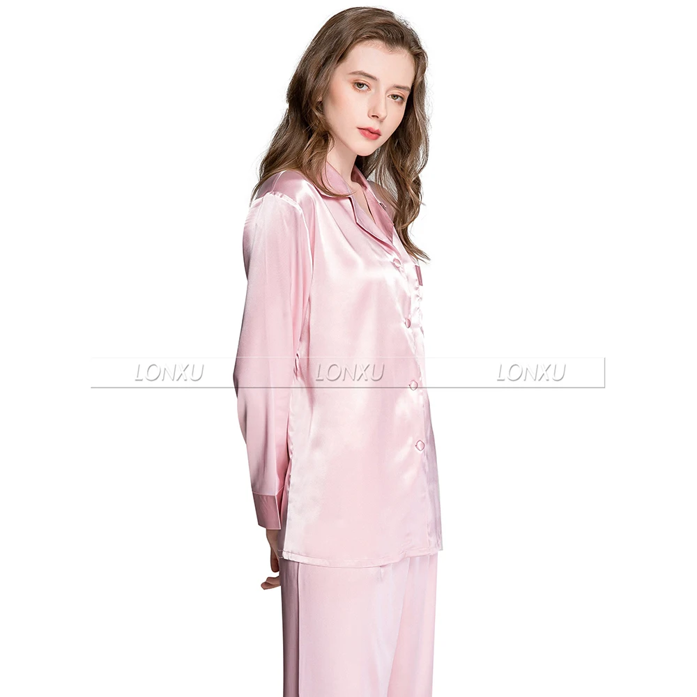 Женский Шелковый Атласный пижамный комплект, пижамный комплект, пижама, домашняя одежда S, M, L, XL, 2XL, 3XL размера плюс - Цвет: Pink