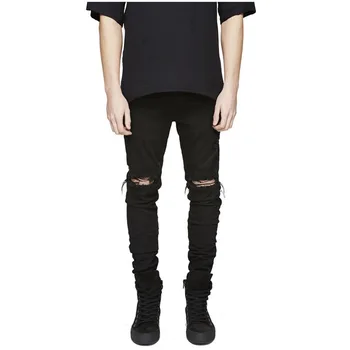 

HOt 2020 spring autumn Casual denim hip hop high street locomotive men's ripped hole pants slim creasing mens design men's jeans