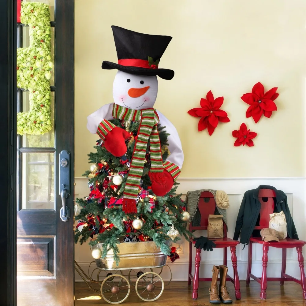 

2018 New Christmas Decoration Home Outdoor Christmas Tree Snowman Toppers Hanging Ornaments With Scarf Hat Xmas Gift