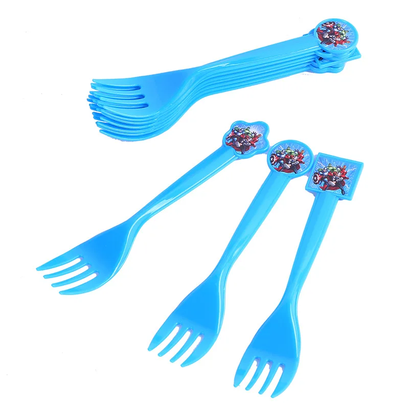 Мстители тема Мультфильм партия набор шар посуда тарелка салфетки баннер коробка для поздравительных открыток ребенок душ вечерние украшения - Цвет: Fork X10