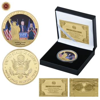 

WR Donald Trump and Ivanka Gold Plated Commemorative Coin Statue of Liberty Silver Coins Collectibles for Collection
