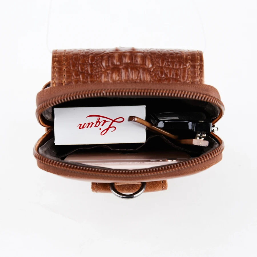 Бренд GO-LUCK, Мужская поясная сумка из натуральной кожи с объемным рисунком аллигатора, Сумка с ремнем через плечо, сумка для сотового/мобильного телефона, чехол для Iphone Plus