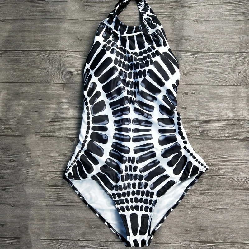 

2018 One-Piece Backless Swimsuit printed one piece high quality Bathing Suit Swimwear Striped