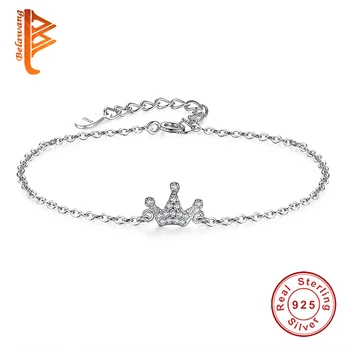 

BELAWANG Authentic 925 Sterling Silver Retro AAA+ Zirconia Crystal Crown Charms Bracelets for Women Girls Wedding Jewelry