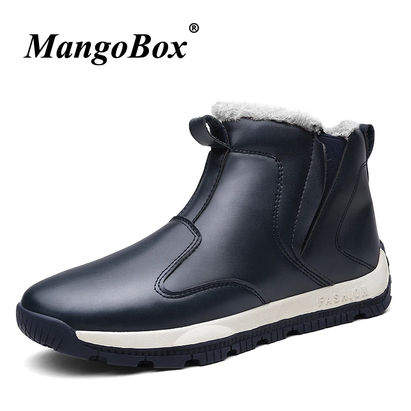 

Snow Boots Male Plus Size 39-48 High Top Shoes for Male Black Brown Men Outdoor Boots with Fur Winter Warm PU Casual Shoes