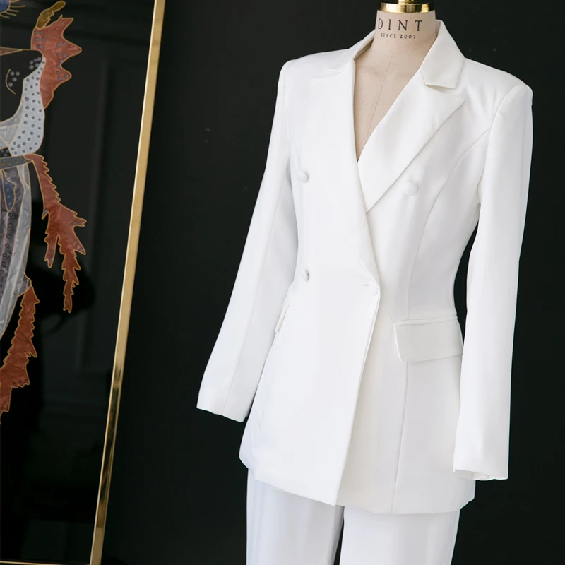 Женский брючный костюм, формальный белый костюм, женский, самосовершенствование, темперамент, офисный, для девушек, коммерческий, OL, профессиональный костюм из двух частей