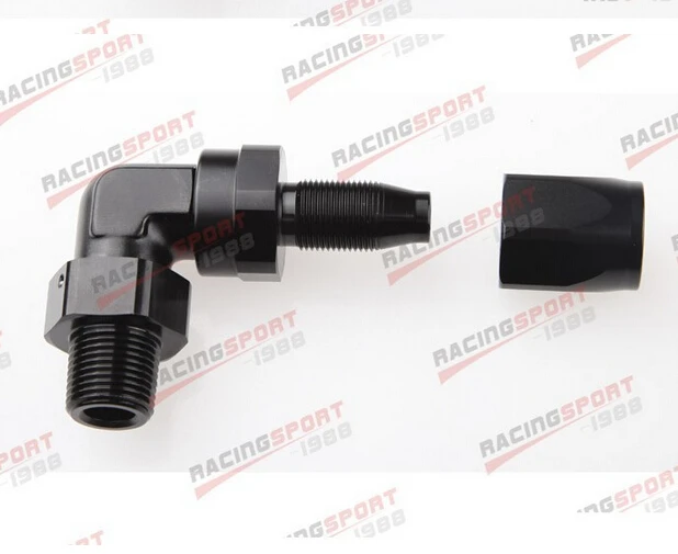 10 AN 10AN до 1/2 &quotNPT 90 градусов поворотный концевой фитинг шланга адаптер Черный|hose