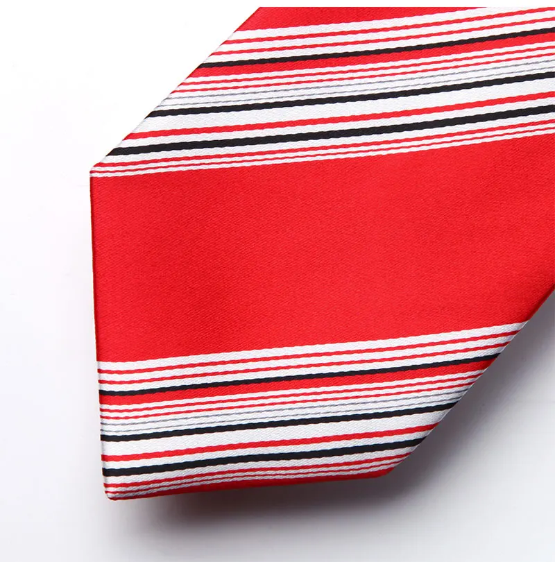 Вечерние свадебные классические модные платок галстук тканые Для мужчин красный, белый галстук в полоску галстук платок Набор# TS912R8S