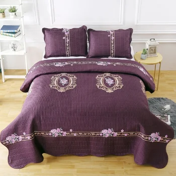 

Purple Romantic Girl Summer Comforter 3D Printed Pink/Gold Floral Air Conditioner Quilt 3 Pieces with 2 Pillowcase Bedclothes
