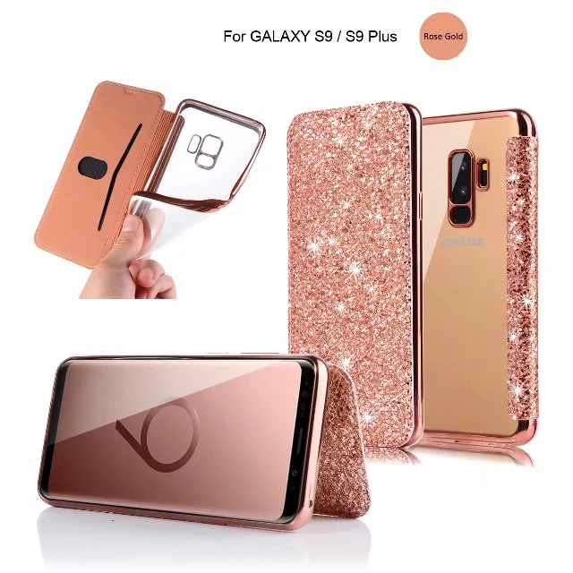 

for IPhone X 8 7 6S Plus 5S SE 5 Samsung S9 Bling Colorful Leather Case Rough Surface Clear TPU Wallet Flip Cover Skin Cases