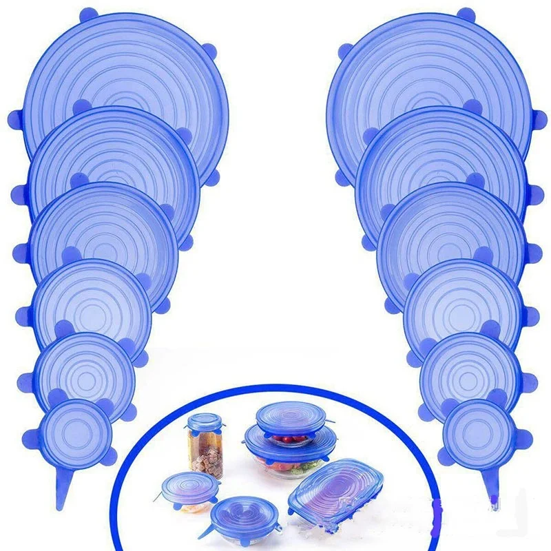 

YINUO 2019 New Arrive 6 Pcs/ Set Food Grade Silicone Insta Lids Suction Lid-bowl Cover Stretch Lids Kitchen Tools