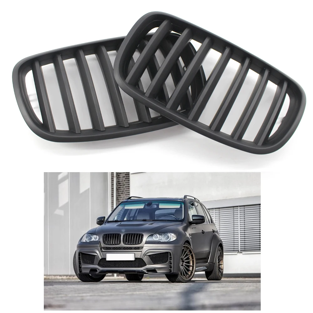 

Matte Black Front Bumper Kidney Grille For BMW E70 X5 E71 X6 07-13