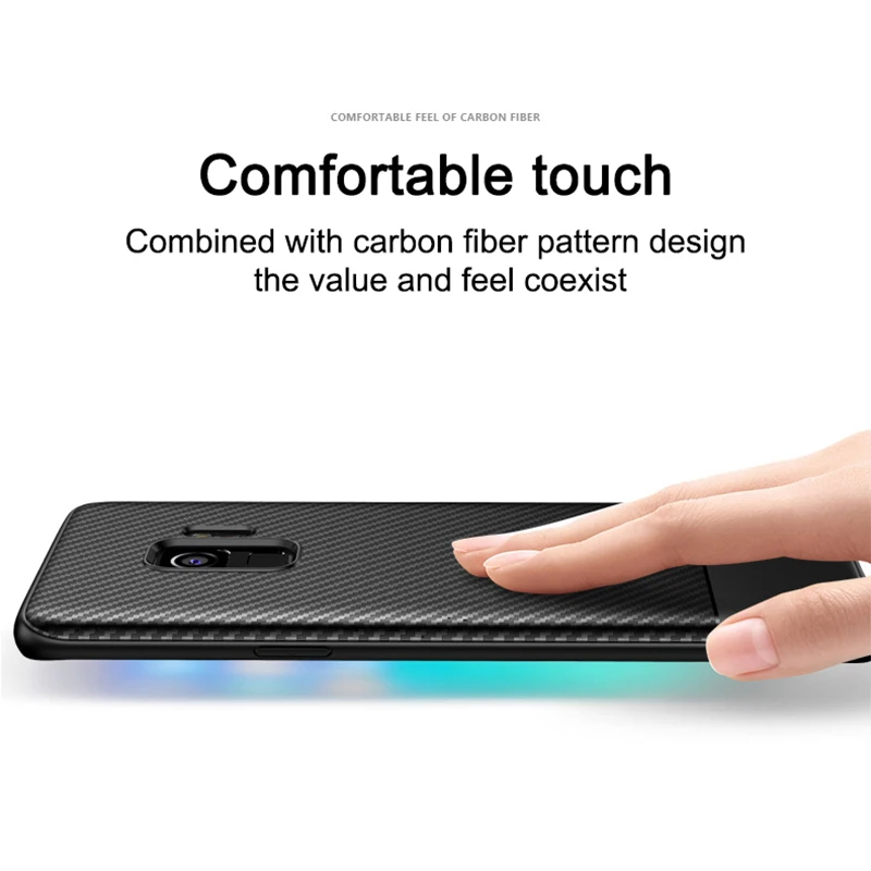 

1Pcs Luxury Mobile Phone Cases for Samsung S8 S9 S8plus S9plus Silicone Drop Protection Gel carbon fiber Soft Shell