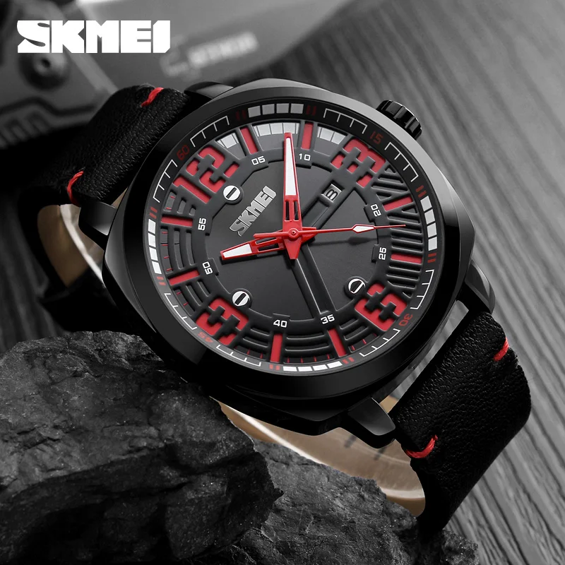 

2018 NEW SKMEI Sport Quartz Watch Men Analog Clock Waterproof Mens Watches Leather Date Casual Wristwatch Relogio Masculino