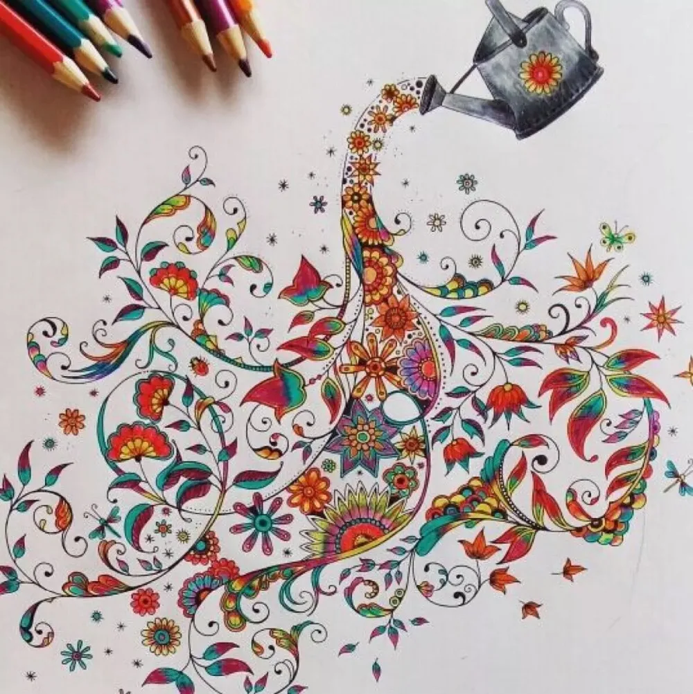 2015 Hot Anti Stress Inky Treasure Flowers Coloring Books For Children Adult Similar With Secret Garden Kill Time Painting In From Office