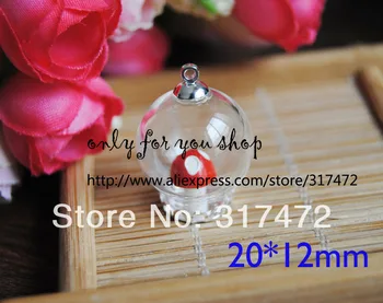 

Freeship! 20set/lot 20*12mm Glass bubble glass vial & 12mm base &6mm cap DIY glass vial pendant NEW