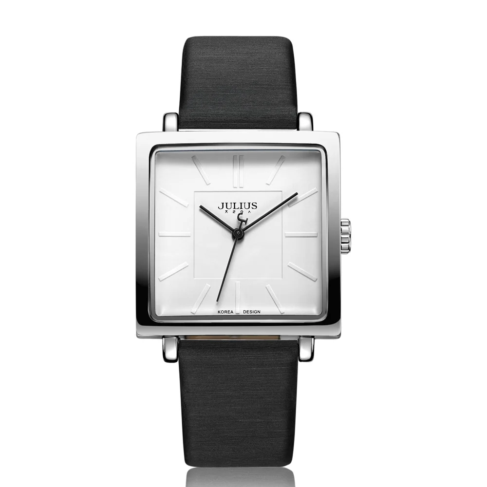 Julius бренд кварцевые часы для женщин часы Золото Квадратный кожаный браслет Повседневная мода Whatch Дамы Дешевые Продвижение Relojes JA-354 - Цвет: white black