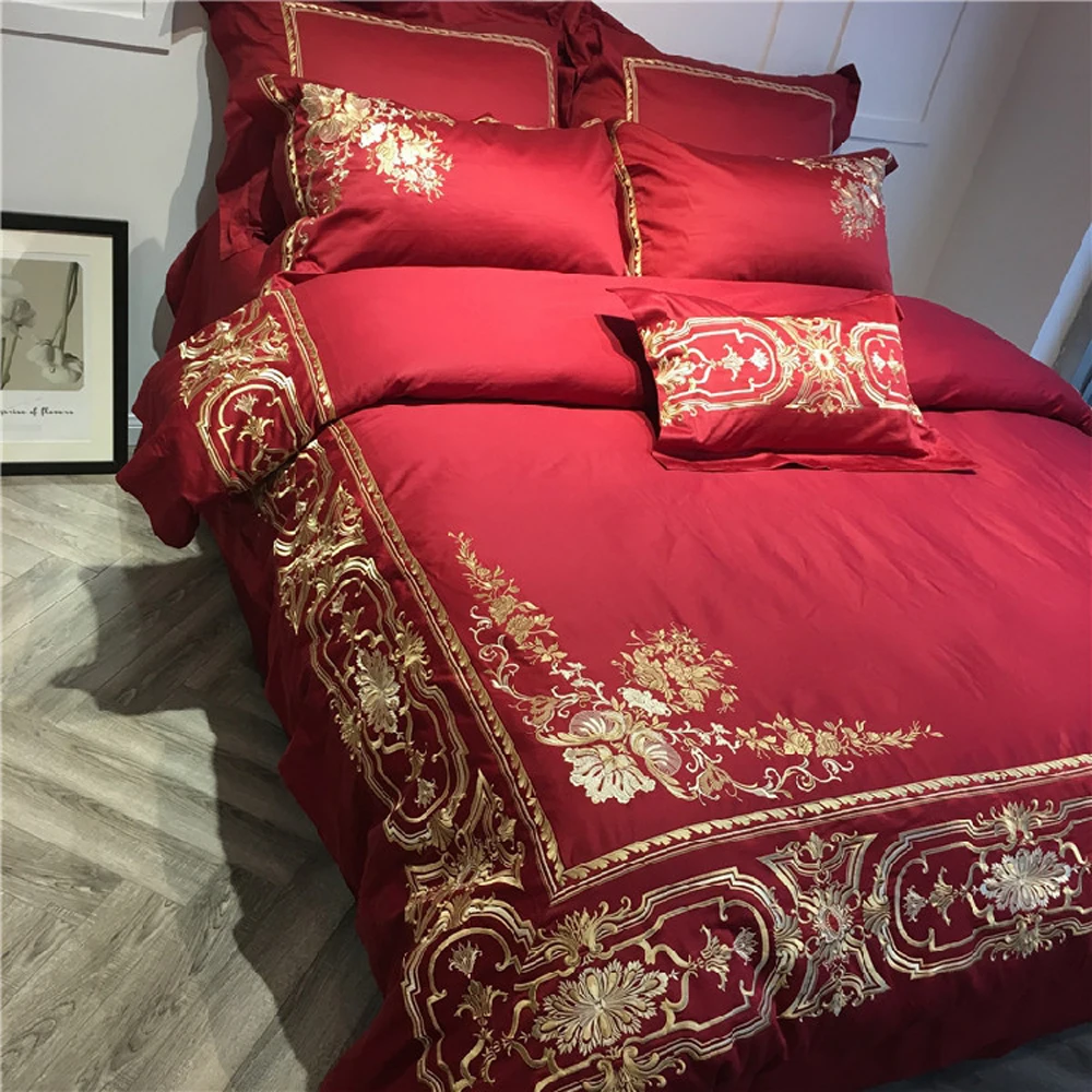 Red 4pcs Cream White Golden Luxury 100s Egyptian Cotton Royal