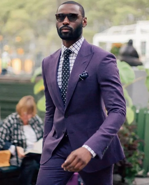 High Quality Two Buttons Purple Groom 