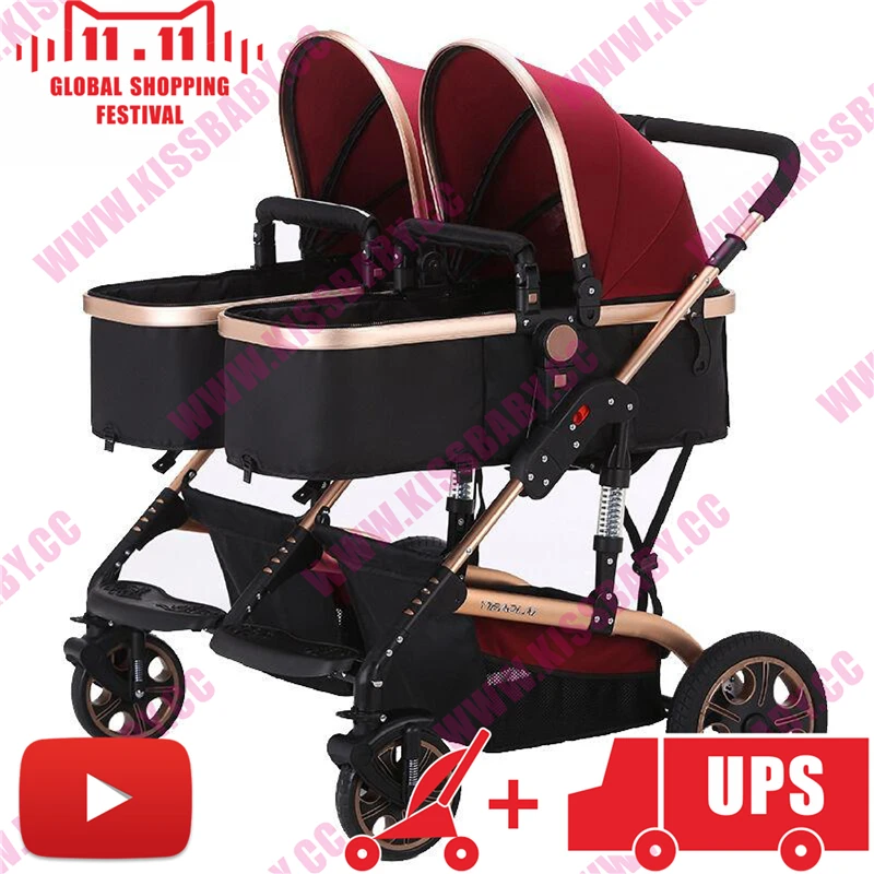 twins font b double b font BABY SITTING SLEEPING font b STROLLER b font FOLDABLE PRAM