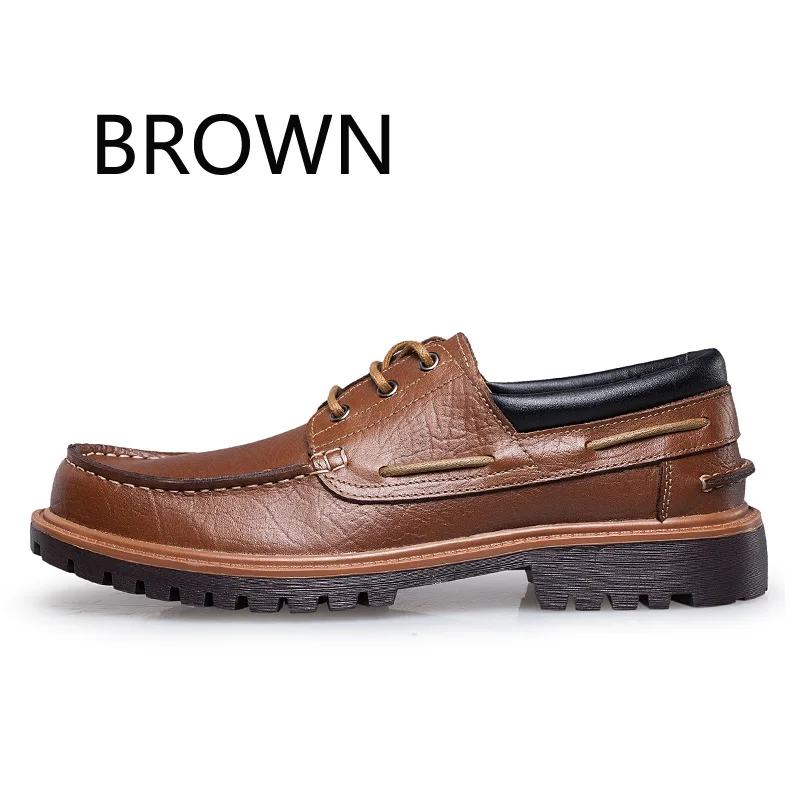 BIMUDUIYU; брендовая удобная мужская повседневная обувь из натуральной кожи; сезон осень-зима; мужская обувь на плоской подошве; дышащая дезодорирующая Мужская обувь; большой размер 47 - Цвет: Brown