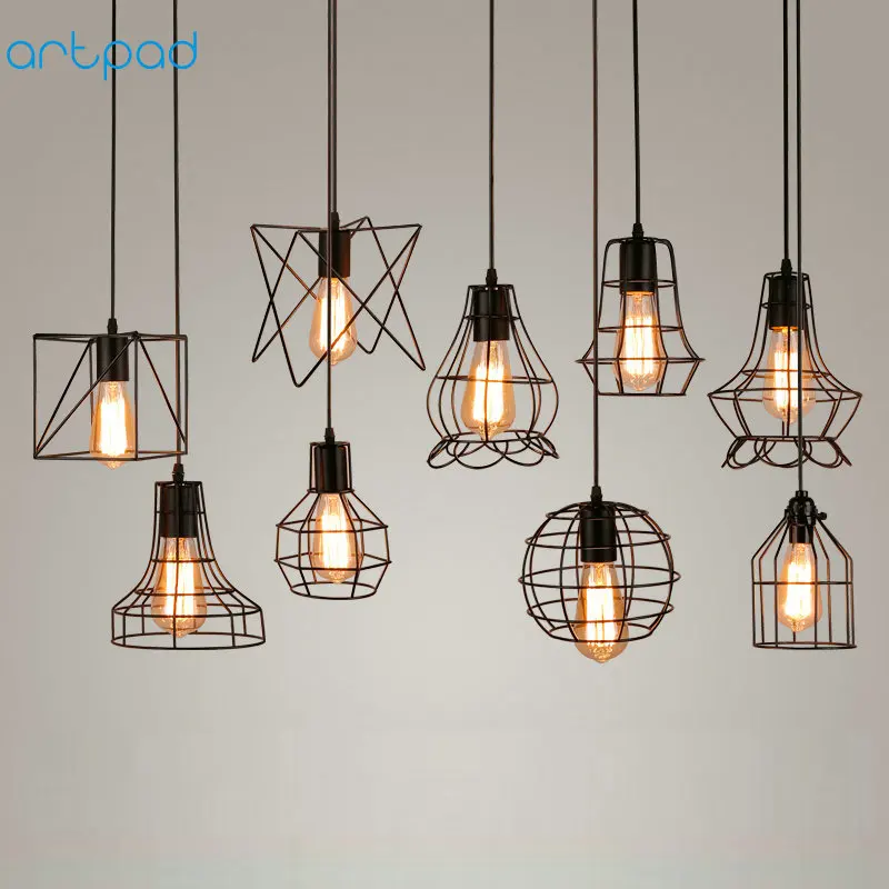 

Artpad Loft Retro Industrial Pendant Light Metal Shade E27 Edison Bird Cage Lamp Kitchen Dining-Table LED Bar Pendant Light
