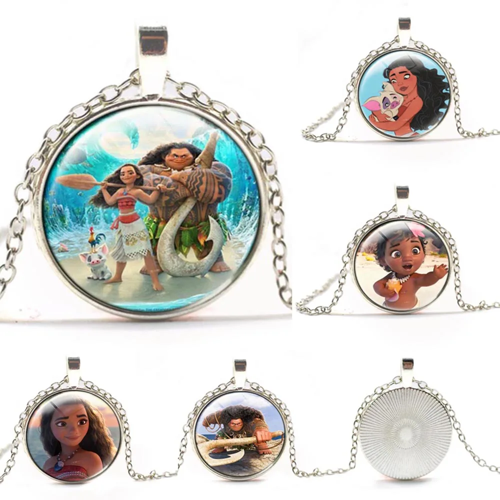 

Movie Moana Anime Glass Necklaces Pendants chain Monan Choker Necklace Wholesale