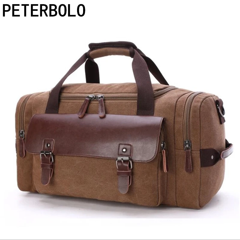 

Casual Men Canvas Travel Bag Large Capacity Male Luggage Carrier Student Single Shoulder Crossbody Bag Vintage Durable Handbag