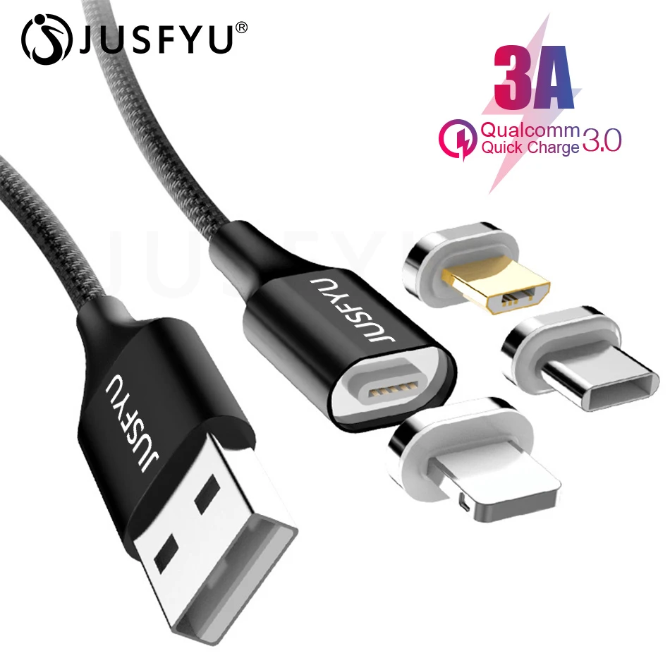 

2.4A Quick Charger 3.0 Magnetic Cable For iPhone XS MAX XR X 8 7 6 Fast Micro USB Type C Magnet Type-C Phone Cable For Samsung