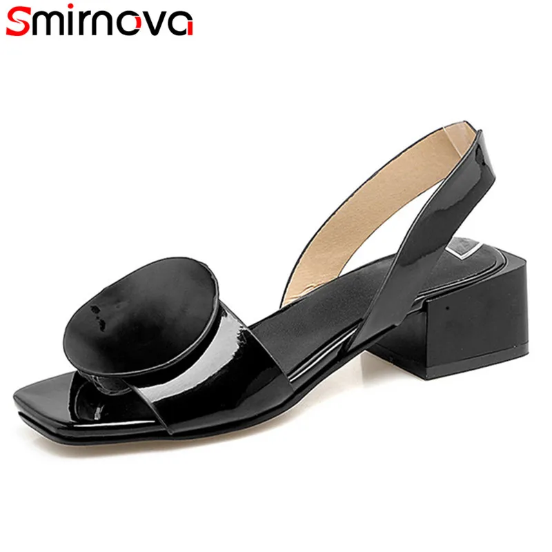 

Smirnova 2019 new arrival women sandals slip on summer shoes unique med heels shoes ladies party dress shoes woman big size 43