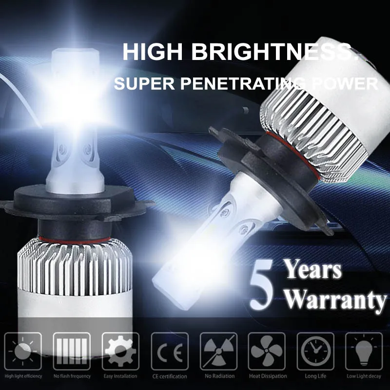 Autech H4 HB2 9003 LED Headlights Bulbs Headlight Bulb Headlamps