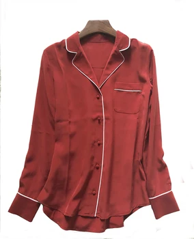 

New Fashion Vintage Casual Women 100% 18MM Silk Blouse Shirt YH195