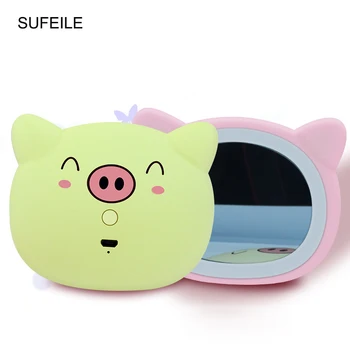 

Mini Cute Pet LED Small Makeup Mirror Cute Portable Charging Handheld Mirror LED Light with a Mini Mirror D30
