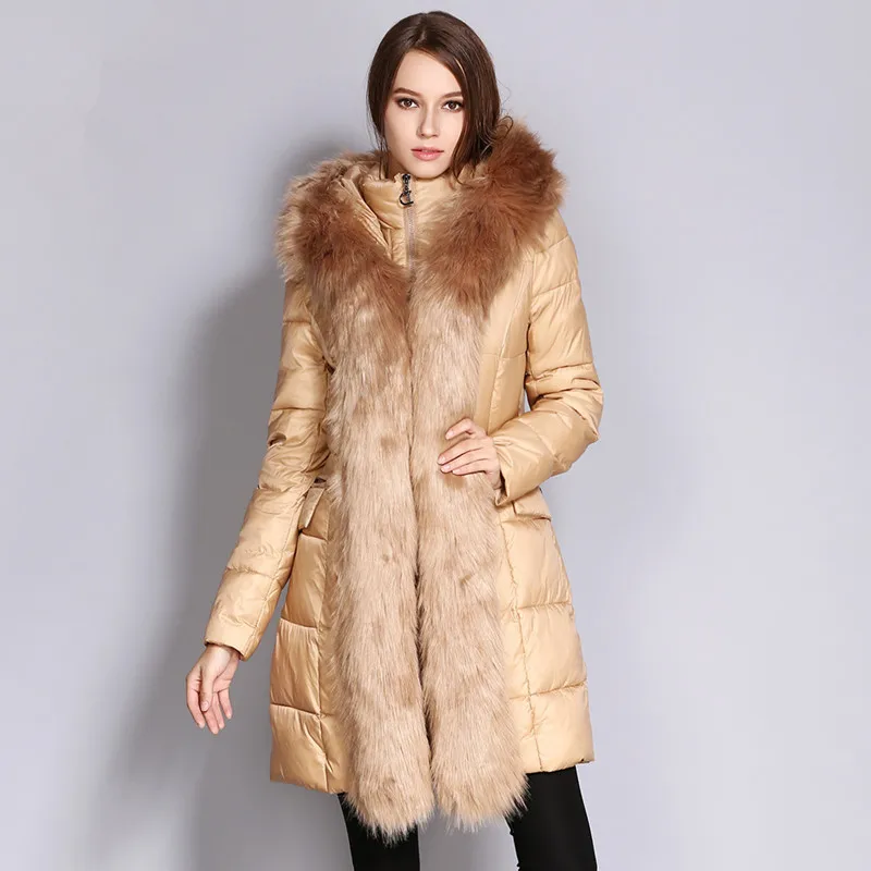 Grand Section Slim Manteau Femmes Hiver Chaud Col Coton Fourrure Dq227 Extérieur À Veste De 2018 Longue Nouveau Capuchon Épais qp6xw8XX