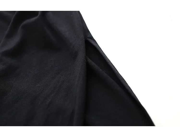 Side High Slit Short Sleeves Black Long T-Shirt Women Dress | Uniqistic.com