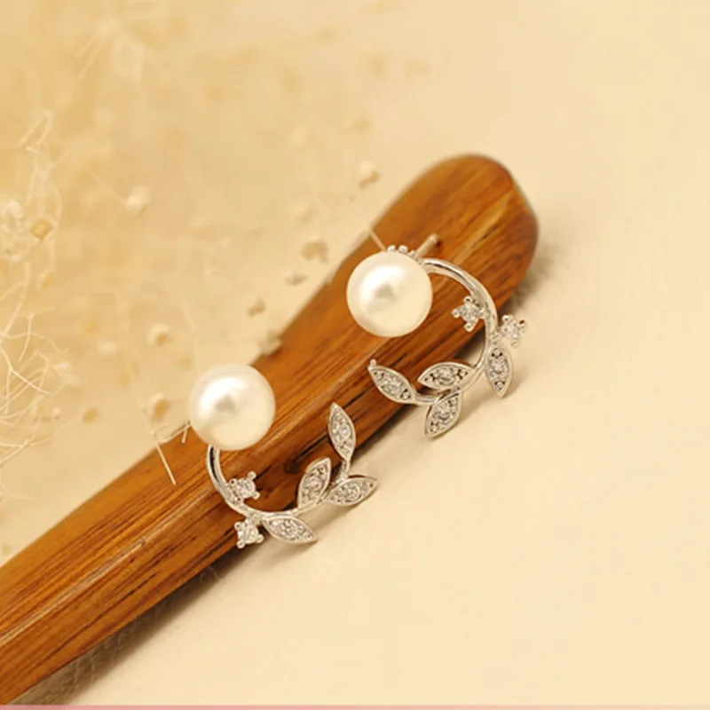 Женские серьги гвоздики из серебра 2017 пробы с жемчугом|silver stud earrings|sterling silver