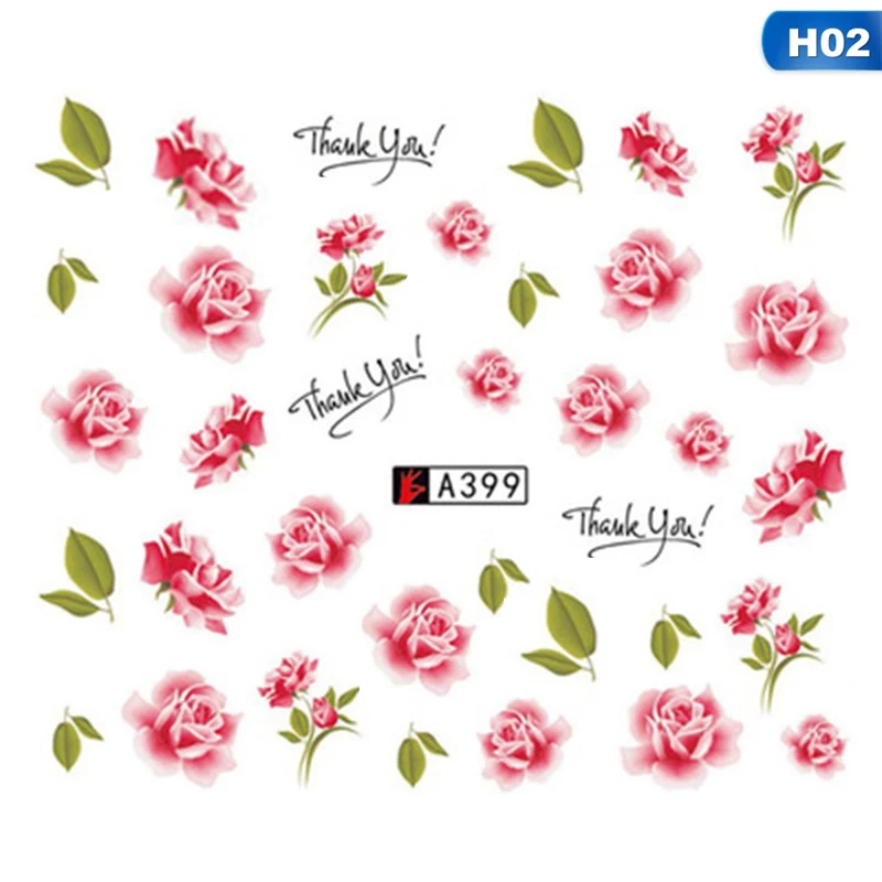 10 листов переводные наклейки для ногтей розовый цветок розы I Love You