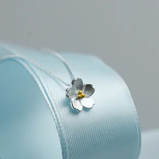 

925 Sterling Silver Jewelry Daisy Flower Silver Necklaces & Pendants Statement Necklace Summer Jewelry For Women Bijoux