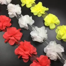 12 шт./партия 6 см 3D тюль отделка цветами кружевная лента для
