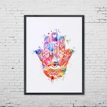 Hamsa Palm Art Print Nursery Hamsa Giclee Poster Wall Art Hamsa Palm Wall Haning Watercolor Fine Art Paper Decor Z226 watercolor coconut palm print button up shirt