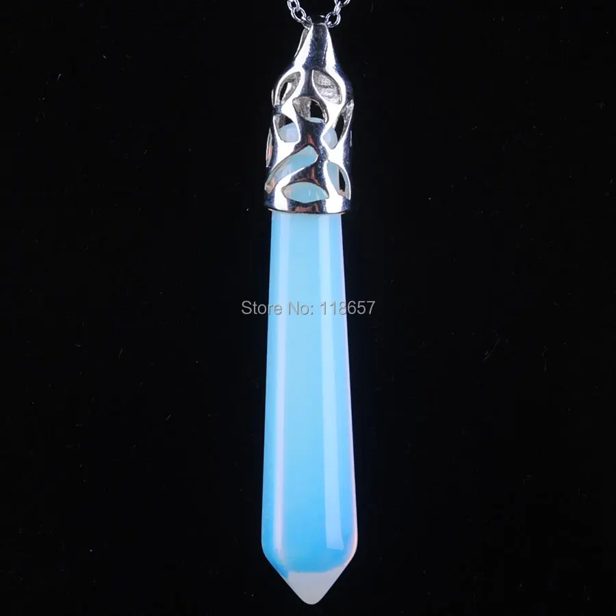

Free shipping Natural White Opal Gem Stone Hexagonal Pointed Reiki Chakra Healing Pendant Bead Charm Jewelry 1pcs IN3006