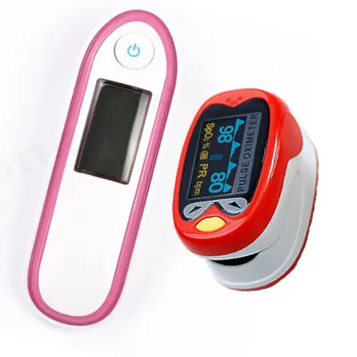 Пальчиковый Пульсоксиметр для детей, Детский Пульсоксиметр для детей oximetro SpO2, измеритель насыщенности ушей и лба, термометр K1 IRT1 - Цвет: redIRT1-red